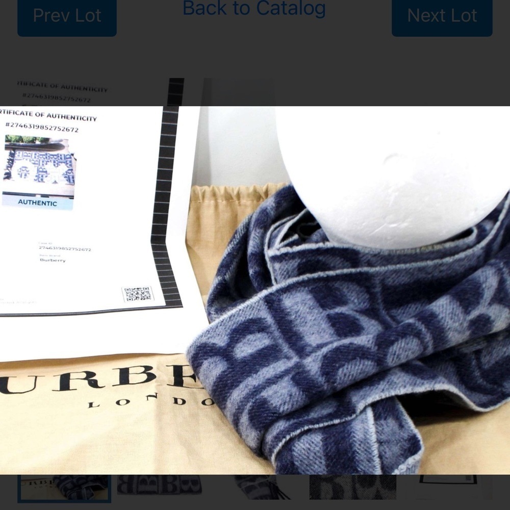 Authentic Burberrys of London Cashmere Scarf with Dust Bag. Includes a COA